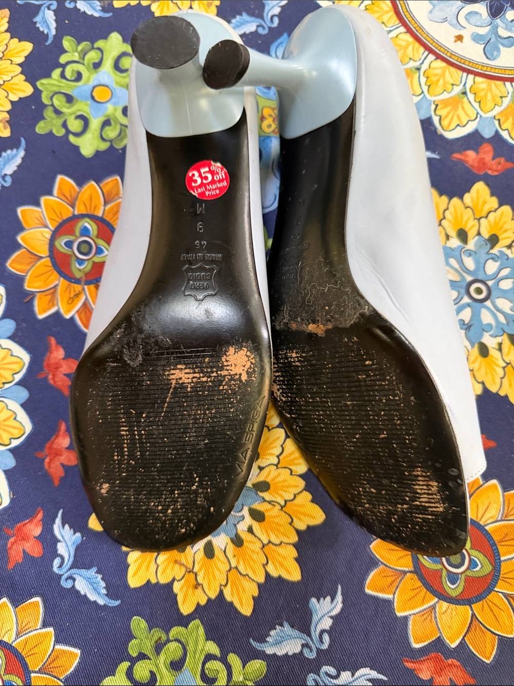 Via Spiga White Peep-Toe Leather Heels 9m - Picture 3 of 3